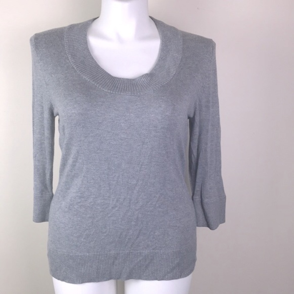 Lane Bryant Scoop Neck Knit Top Heather Gray
